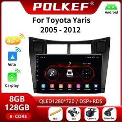 Rádio do carro para Toyota Yaris, 2007-2012, Android, Leitor multimídia, Tela sensível ao toque, Navegação GPS, Carplay, 2 din, Unidade de cabeça estéreo