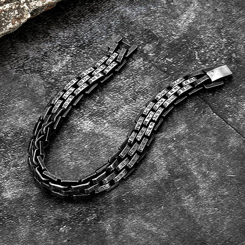 Male viking characters Bracelet 10MM Wide Stainless Steel Chain Charm Bracelets Hand Bands for Men\'s Vintage Boy Hand Jewellery