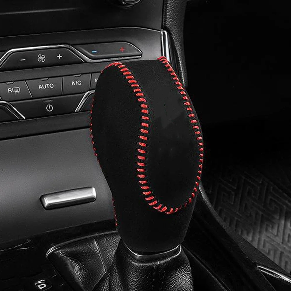 Hand Sewing Leather Shift Knob Collars Gear lever sleeve for Ford Ecosport Edge Mondeo Fusion S MAX S-MAX 2016 2017 car styling