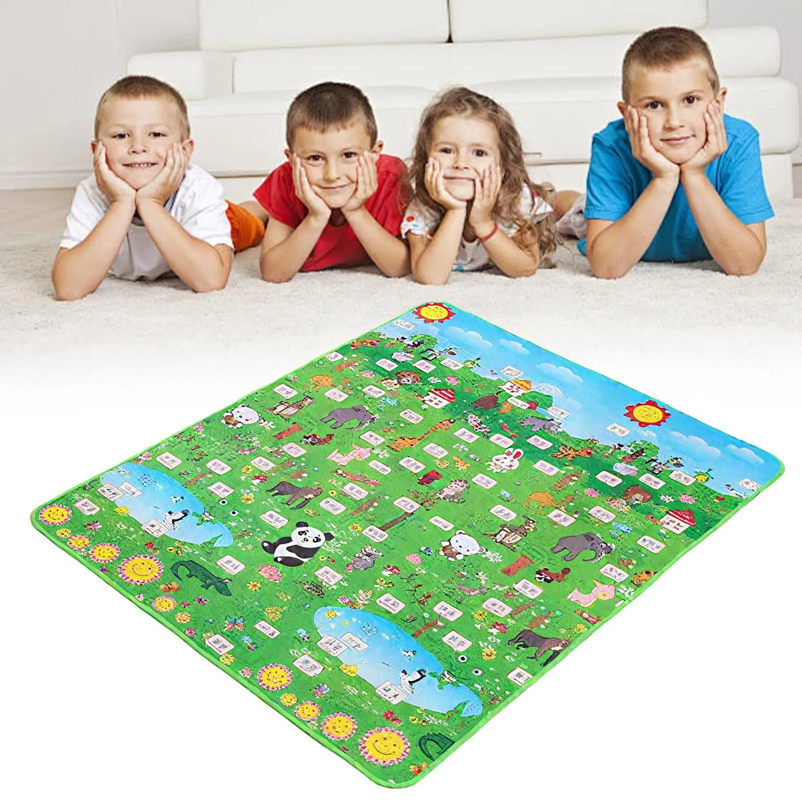 

Play Rug Washable Classroom Rug Interactive Double Side Pad Carpet For Crawling Practice Kindergarten Nursery Playtime Indoor