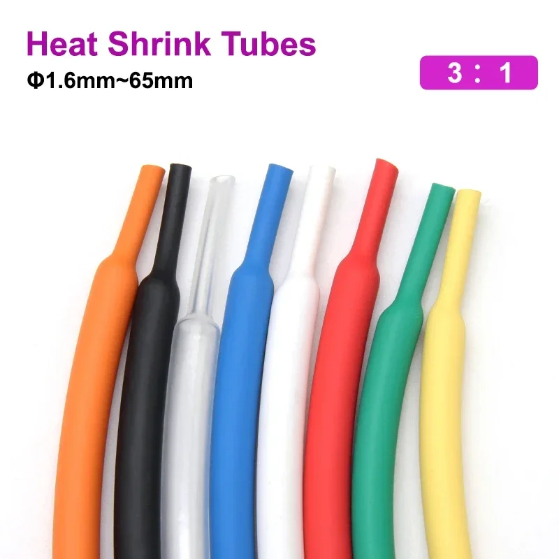 

5/20M 3:1 Transparent Black Red Shrink Tube With Glue 1.6~65mm Electrical Wire Insulation Case Heat Shrinkable Sleeving Sheath