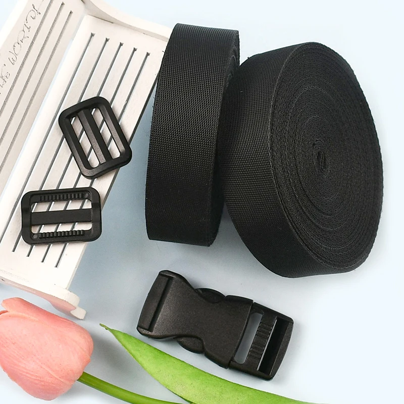 1Set 25mm Plastic Quick Side Release Buckles Tri-Glide Slider Clasp Nylon Webbing Strap Backpack Dog Collar Hook DIY Accessories