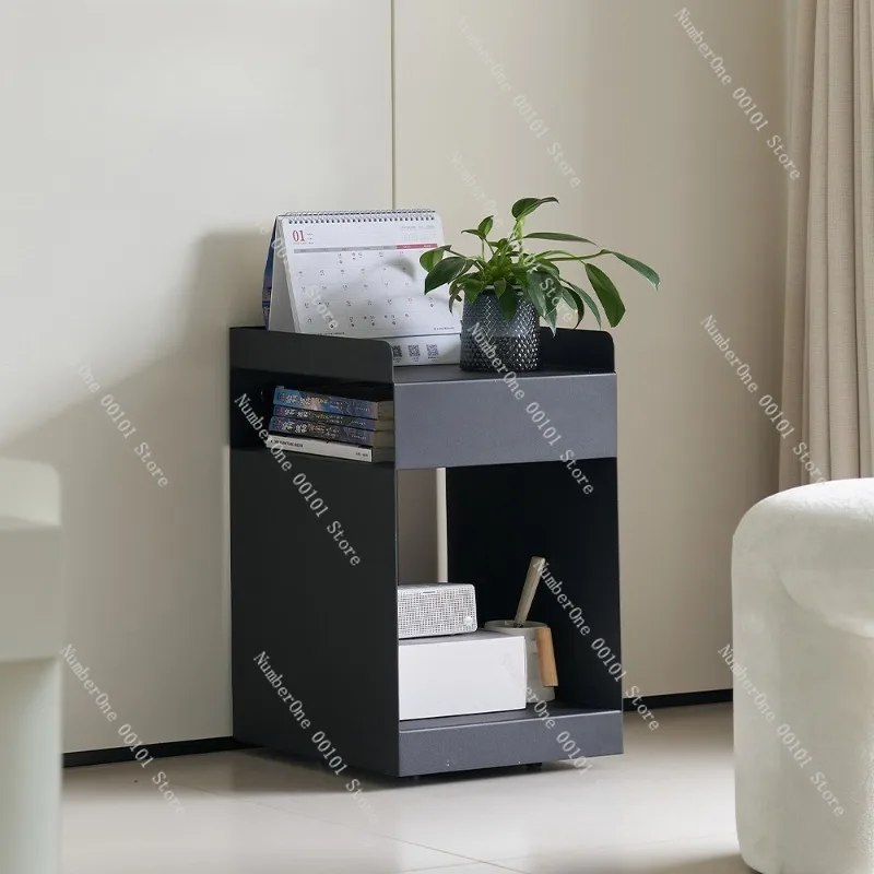 Nordic Designer Sofa Side Table Mobile Bedside Cabinet Rolling Storage Trolley Modern Bedroom Nightstand Minimalist Living Room - view 2