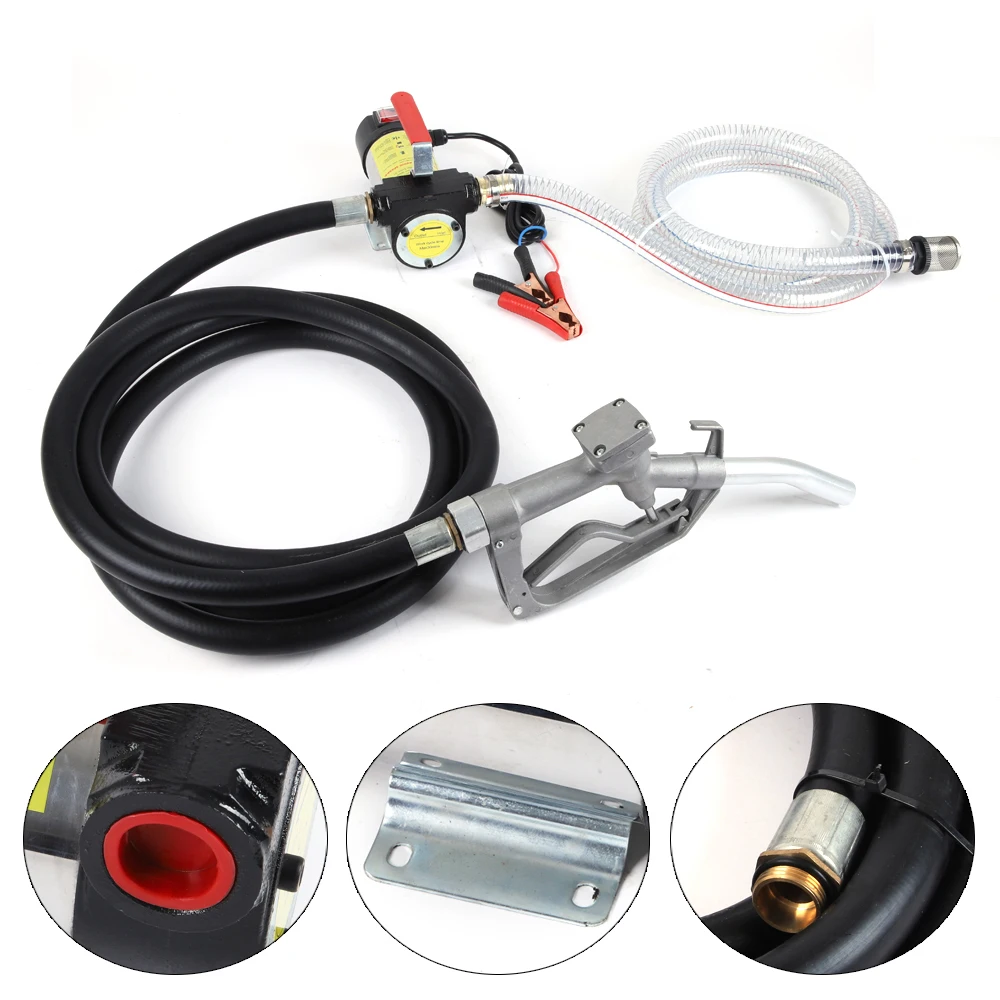 Diesel Pump 12 V 175 W Oil Pump Self-priming Heating Oil Pump Gun DC Fuel Pump Mobile Petrol Station (Rubber Outlet Hose)