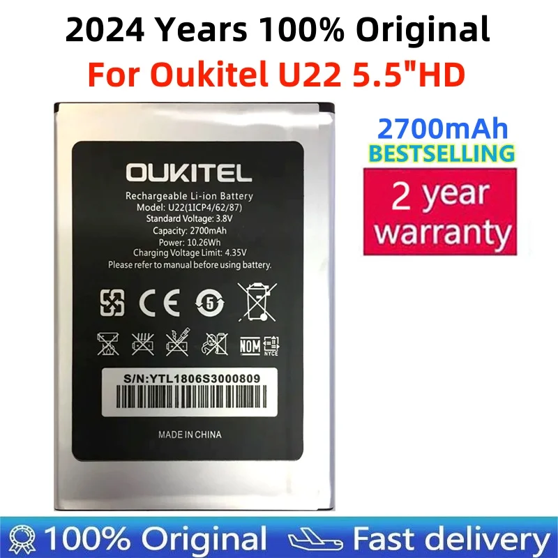 NEW Original For Oukitel U22 Battery 2700mAh Replacement For Oukitel U22 5.5