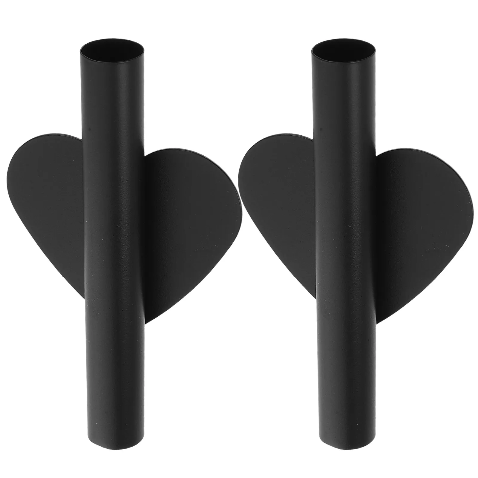 2Pcs Metal Tubular Wall Mounted Heart Flower Vases No Drilling Adhesive Hanging Pot Modern Wall Planter Bedroom Office Decor