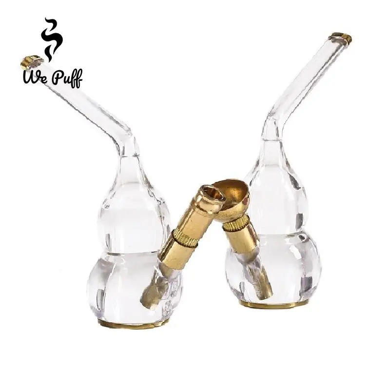 WE PUFF Cigarettes Tobacco Filter Hookah Set Transparent Shisha Water Pot for Smoking with Brass Chicha Bowl Mouthpiece