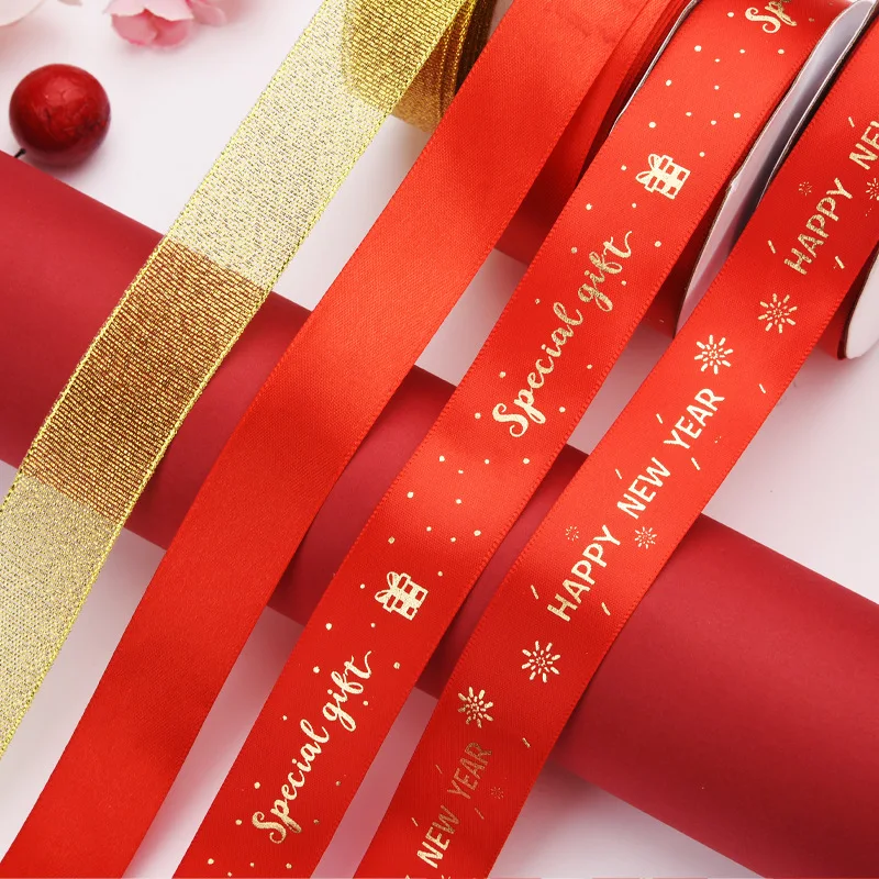 10yards 1inch 25mm Christmas Ribbon Printed Christmas Polyester Ribbon For Handmade Design Christmas Decoration DIY Gift Packing