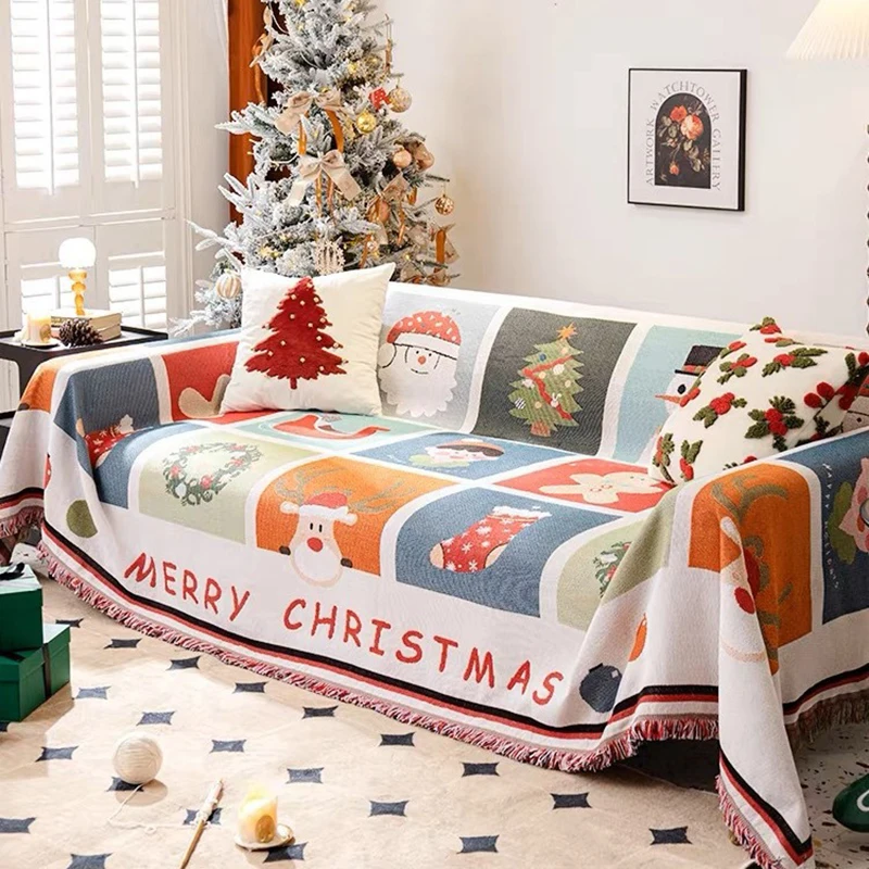 

180x130cm Christmas Throw Blanket Decor Sofa Towel Nap Blanket Tapestry Picnic Mat Christmas Carpet Recliner Chair Couch Cover