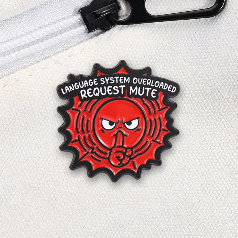 Rotes Zorniges Gesicht, Anfrage zum Stummschalten, Emaille-Abzeichen, Introvertierte, Soziale Batterie, Anstecknadeln, Broschen, Schmuck, Geschenke – Detail 4