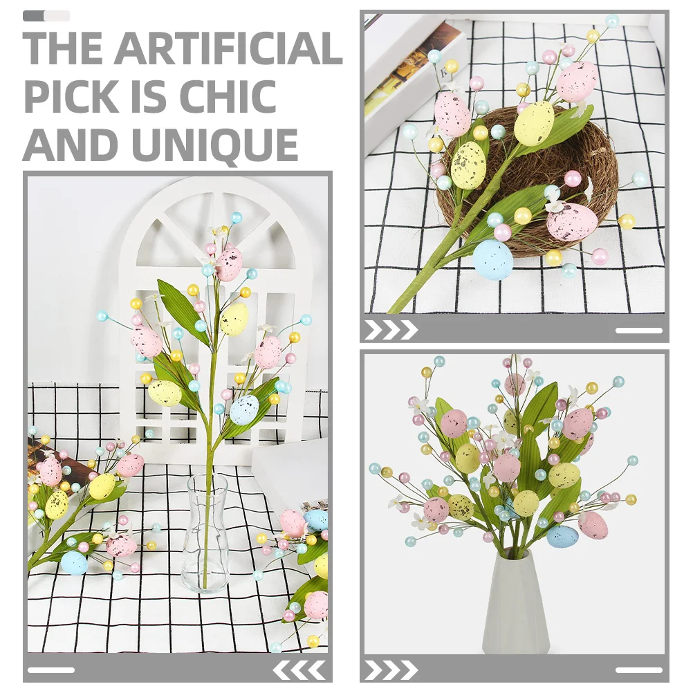 

3Pcs Artificial Easter Egg Branches Realistic Vase Filling Picks for Easter Party Home Decor Centerpiece Decoration Simulation