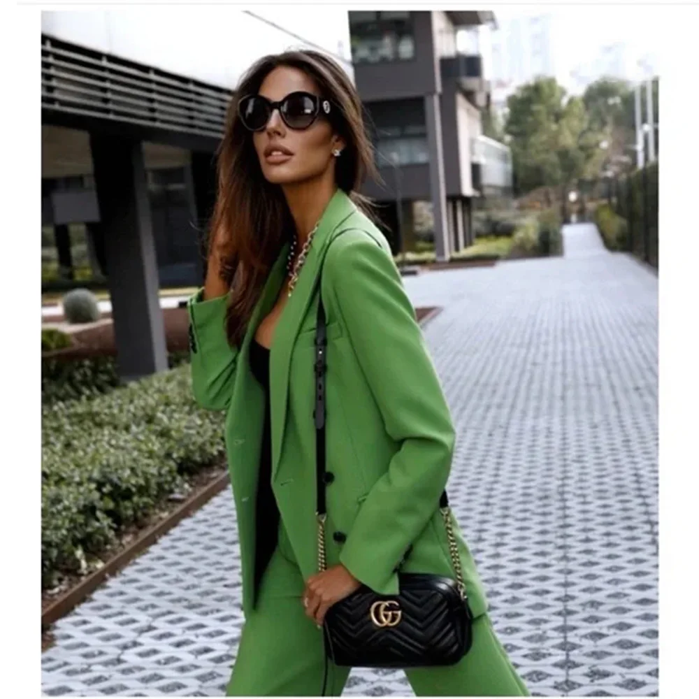 Abito da donna elegante giacca doppiopetto pantalone set da donna in due pezzi vestibilità formale intelligente banchetto da ufficio vita quotidiana abbigliamento femminile