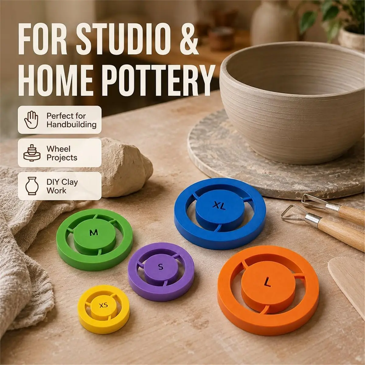 Pottery Foot Ring Tool, Pottery Foot Molder, Clay Base Aligner for Ceramics, Even Foot Press Tool for Pottery Bowls