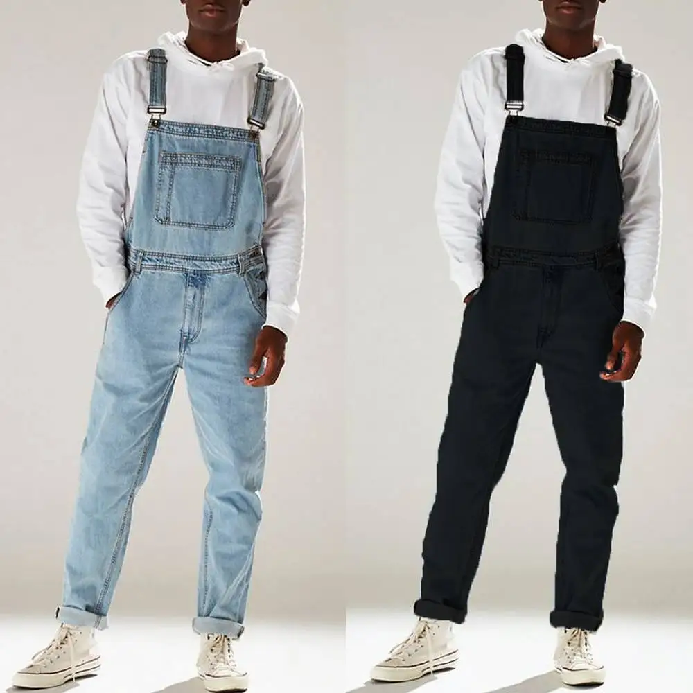 

Solid Color Jeans Overalls For Men Fashion Casual Suit High Waist Denim Jumpsuits Casual Oversized Pants Men Clothing Tracksuit