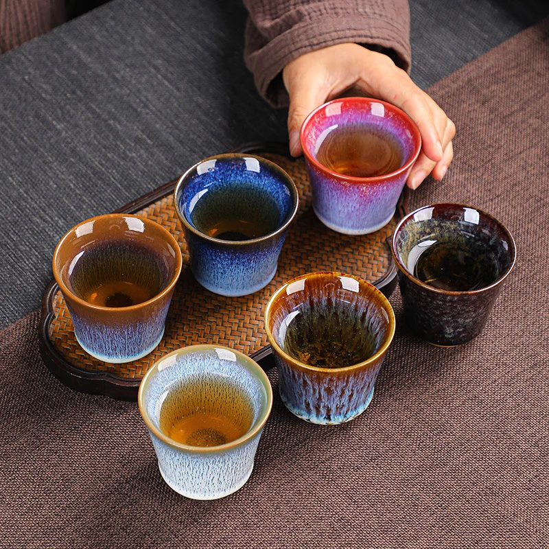 Cross-Border Jian Zhan Kiln-Changed Single Ceramic Gong Xiao Fu Tea Cup Tea Bowl Tenmoku Glaze Master Cup Name Cup Tea Bowl Gift