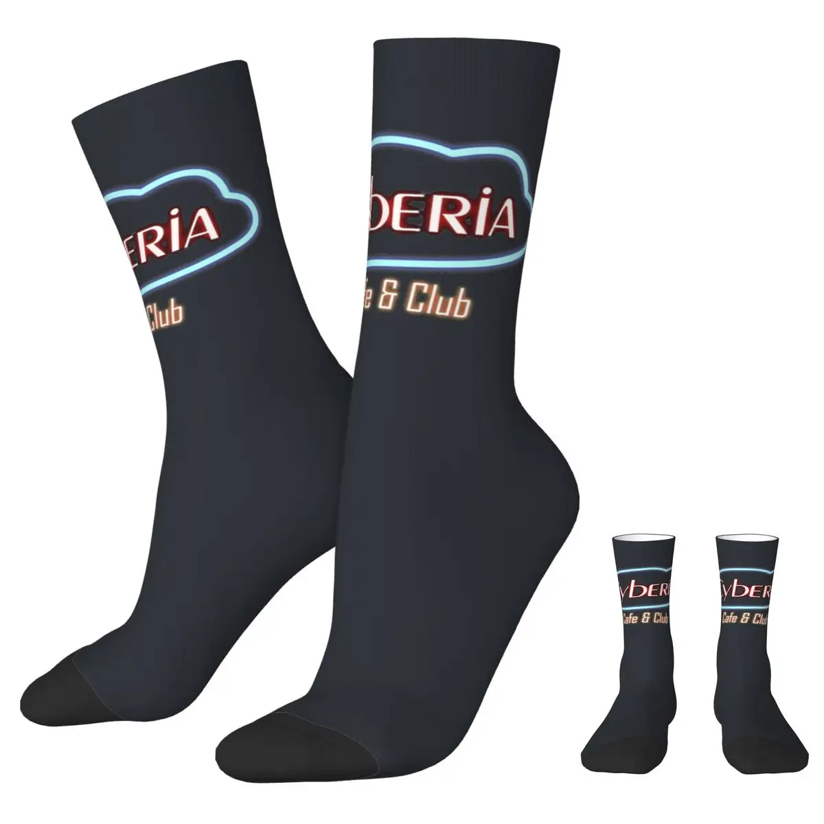 Cyberia Socks Serial Experiments Lain Novelty Stockings Unisex Men Breathable Cycling Socks Spring Graphic Non Slip Socks