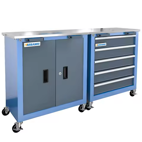 LARBANKE 5-Drawer/Double-Door Tool Cabinet Combination Tool Cabinet,2 Different Types of Tool Cabinets,Individually Usable