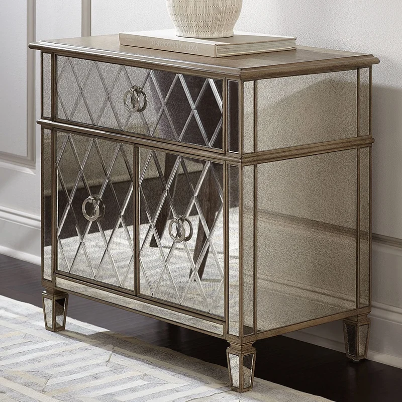 3 أدراج مرآة طاولة بجانب السرير طاولة بجانب السرير لغرفة النوم الفاخرة