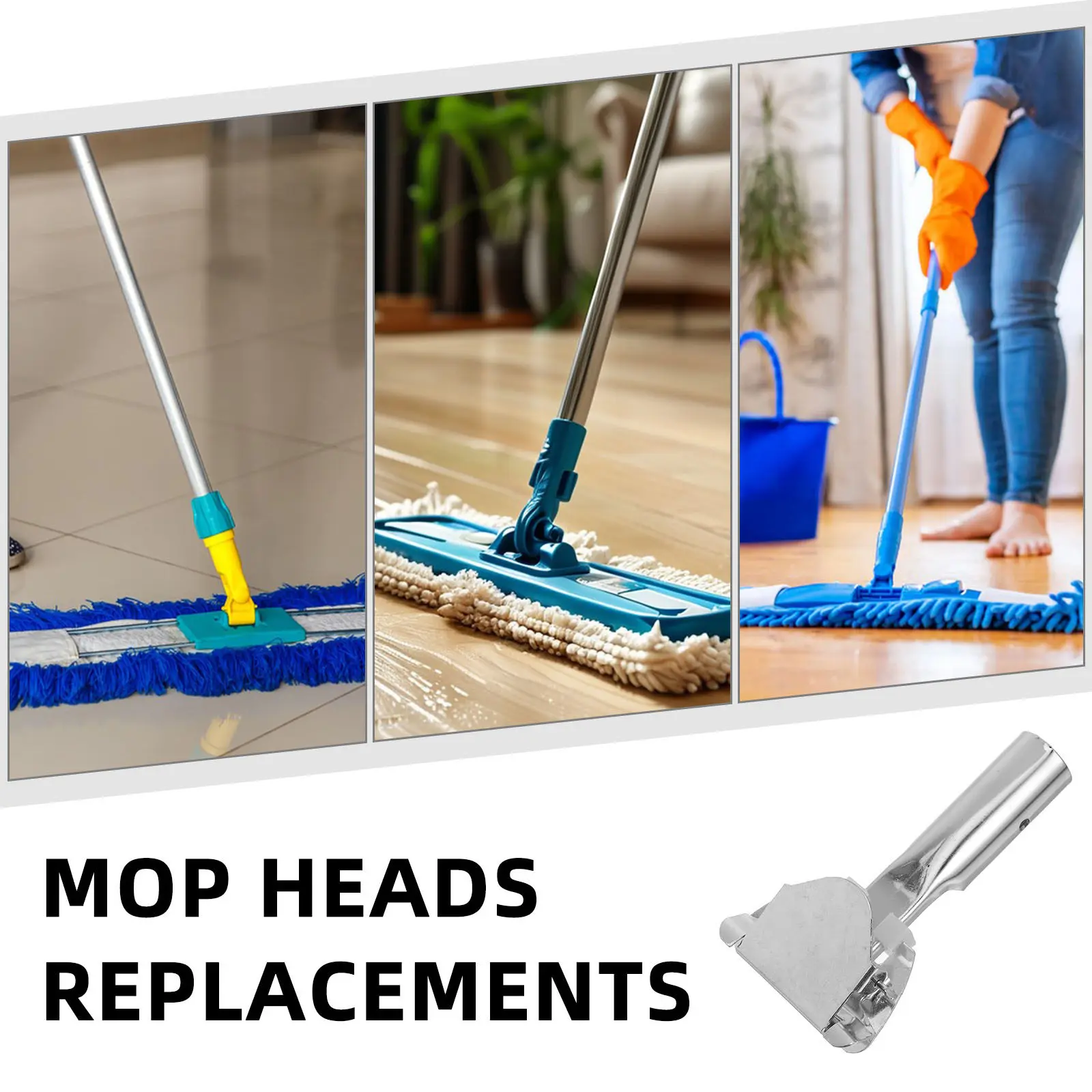

2 Pcs Broom Handle Adapter Clamp Mop Detachable Dust Mops Flat Clip on Wood Clips Bar Long Rod Accessories