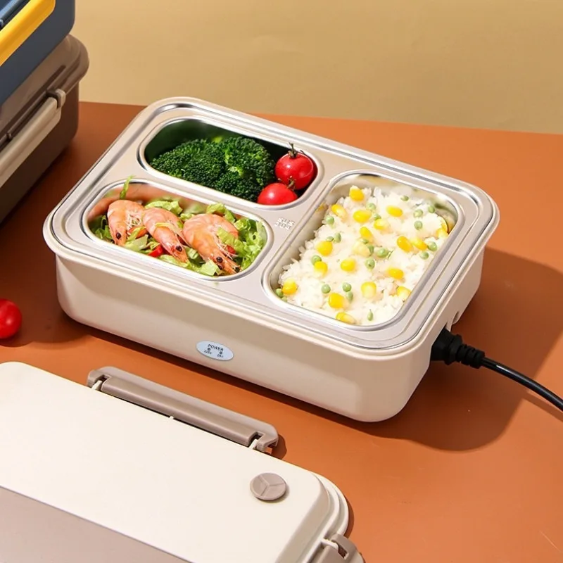 Portable stainless steel electric lunch box with inner compartment divided and ulated