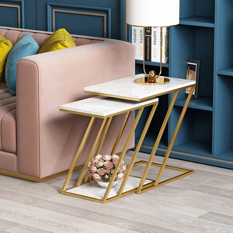 

Nordic rock slab edge few light luxury living room small apartment small coffee table sofa corner few modern simple combination