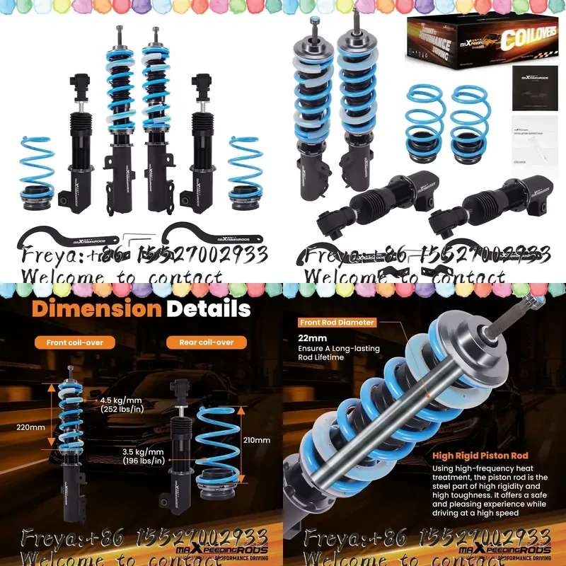 24 Way Front Rear Coilovers Shocks Struts Kit for Soul 2010-2013 Daily Use Shocks Damping Adjustable