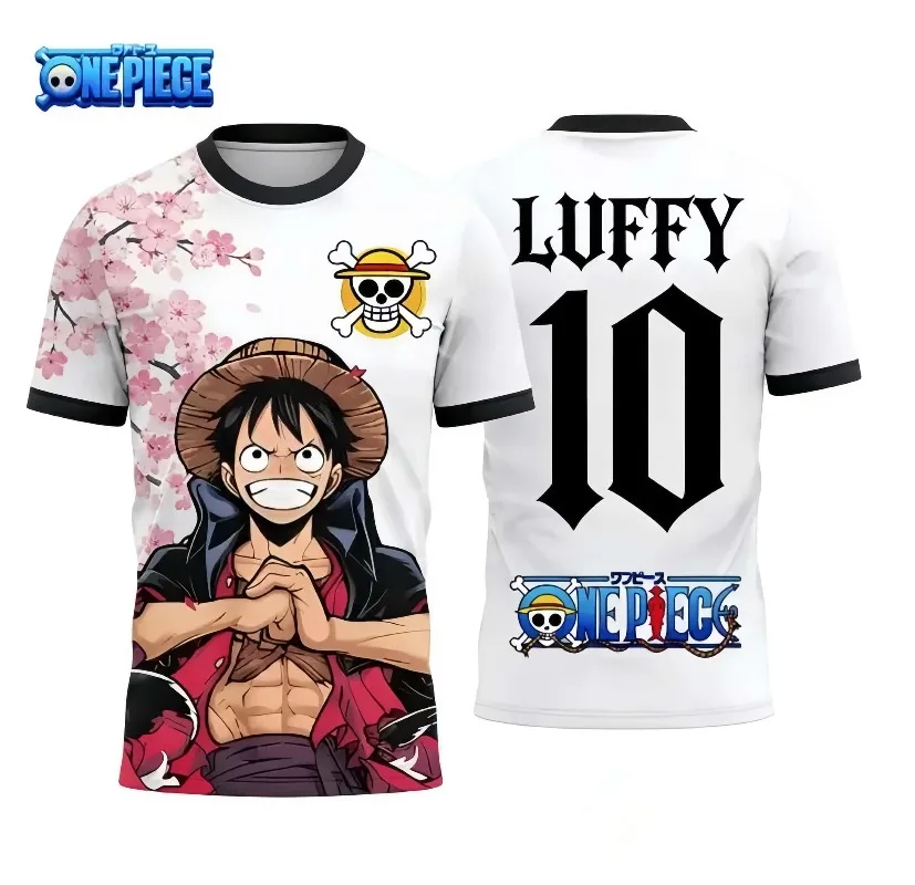 Camiseta Popular Unisex de Luffy, Dios del Sol, Nika, Sakura, One Piece, Sombrero de Paja de Verano, Esqueleto, Edición Especial para Niños y Adultos