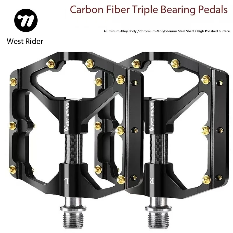 

Sanpeilin carbon fiber axle sleeve pedals for mountain bike riding with high-polish surface