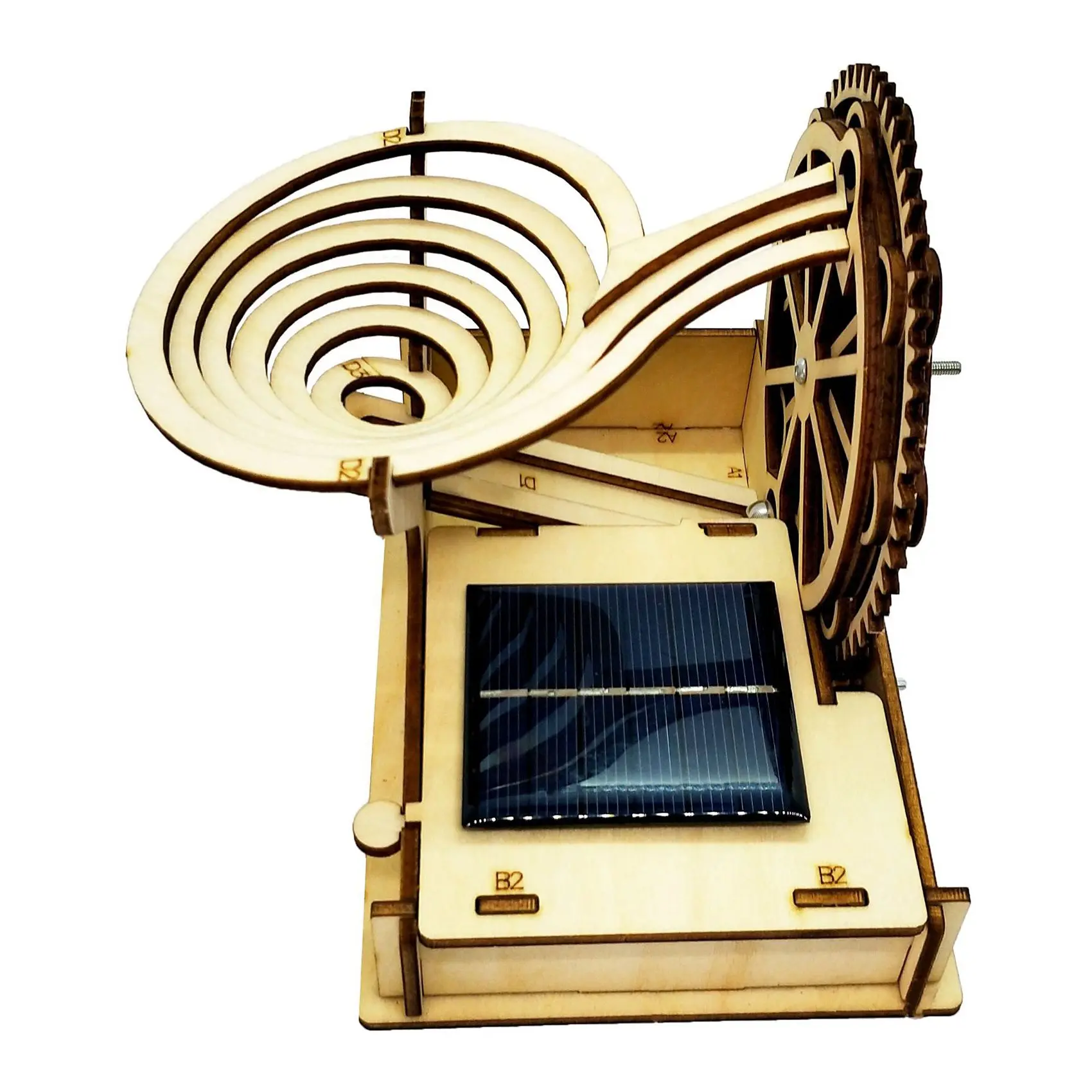 BAAA-3D مسار تشغيل الرخام الخشبي يعمل بالطاقة الشمسية DIY ألغاز نموذج تجميع عدة ألعاب هندسية لبناء المعدات الميكانيكية