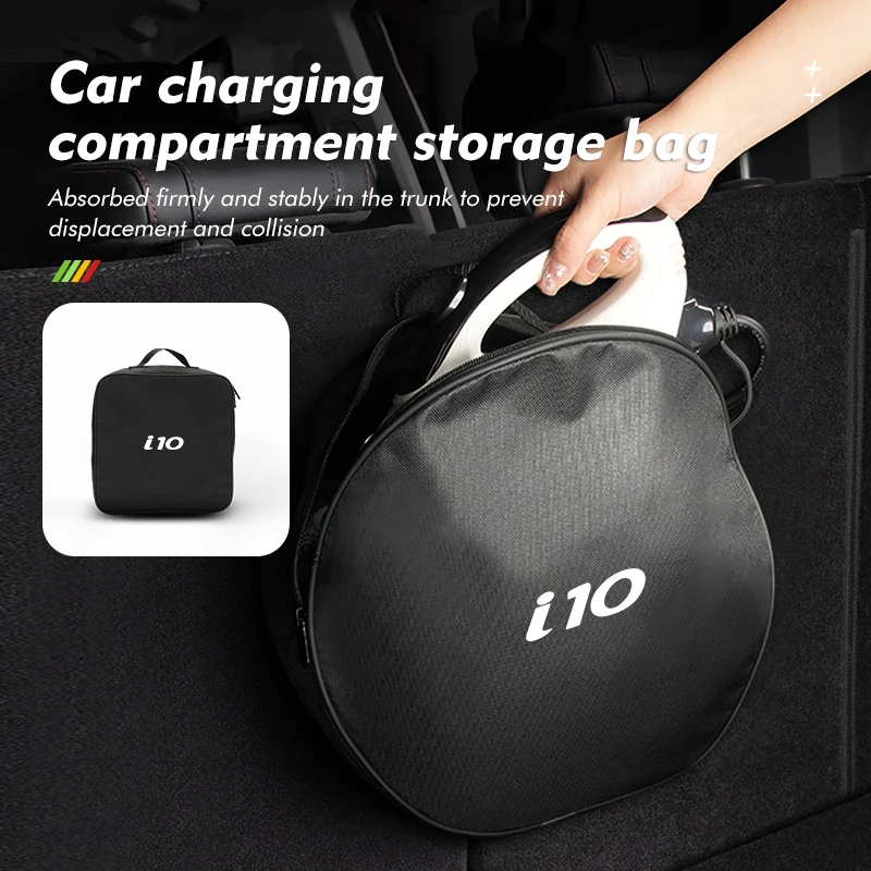 Bolsa de almacenamiento para cable de cargador de coche, accesorios para Hyundai i10 I10 N Line 2009 2010 2011 2012 2013 2019 2020 2021