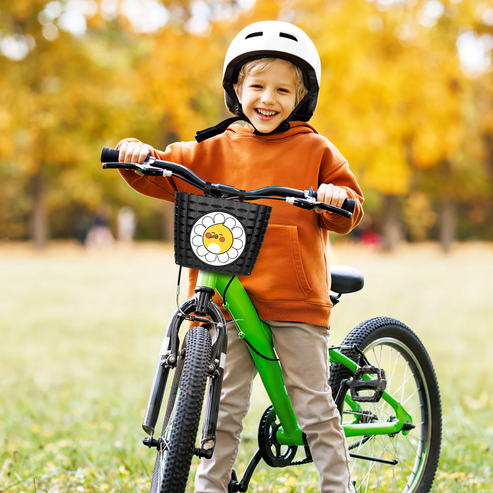 

1pc Plastic Bike For Kids Durable Water Resistant Detachable Storage Basket Black Smooth Handlebar Mountplastic Basketbike