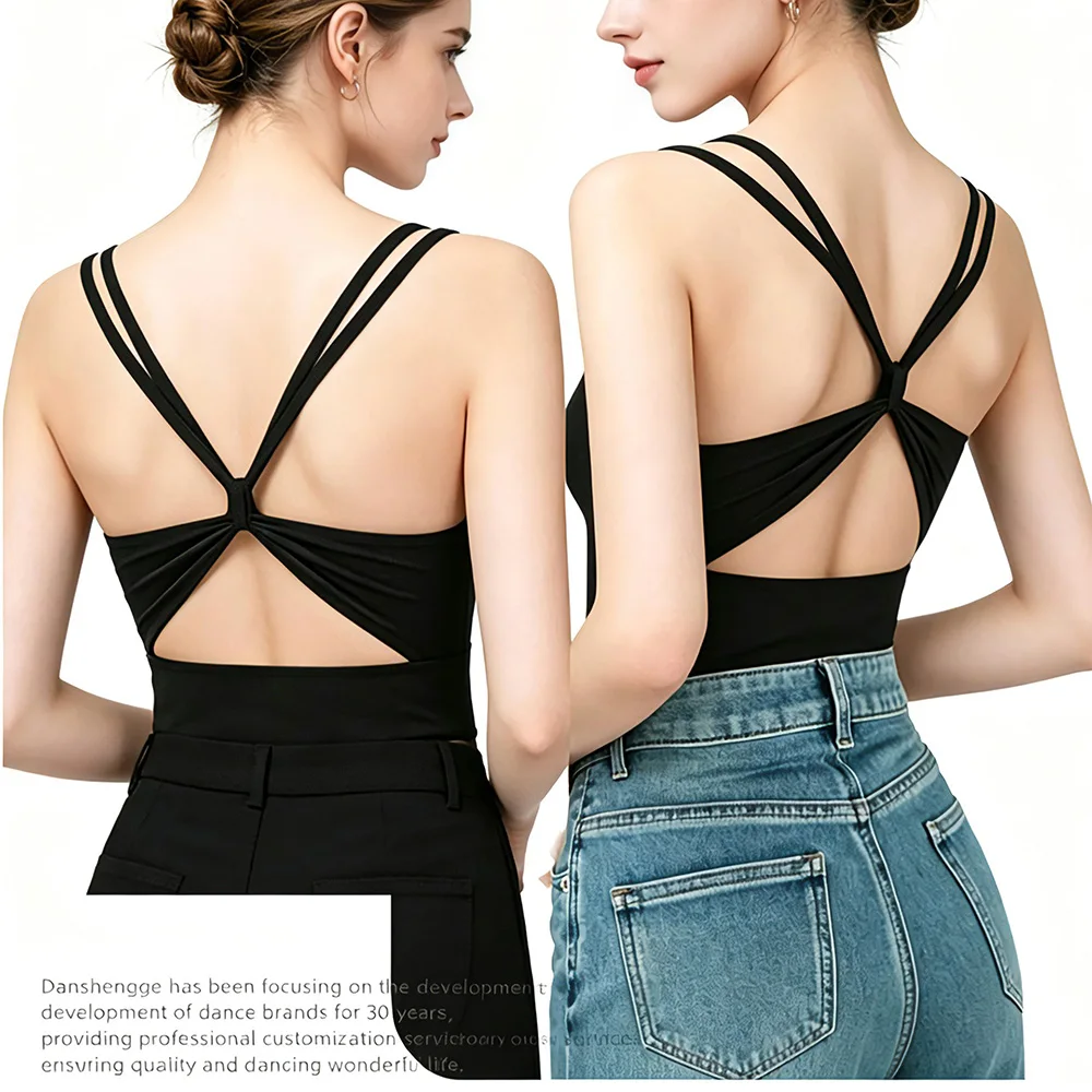 Twist Front Crisscross Back Dance Leotard Double Thin Straps Women Soft Stretchy Gymnastics Ballet Practice Bodysuit