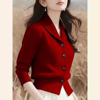Fashion Minimalist Jacket 2025 Long Sleeved New Knitted Autumn And Winter Cardigan Niche Loose Fitting Sweater For Women Blazer