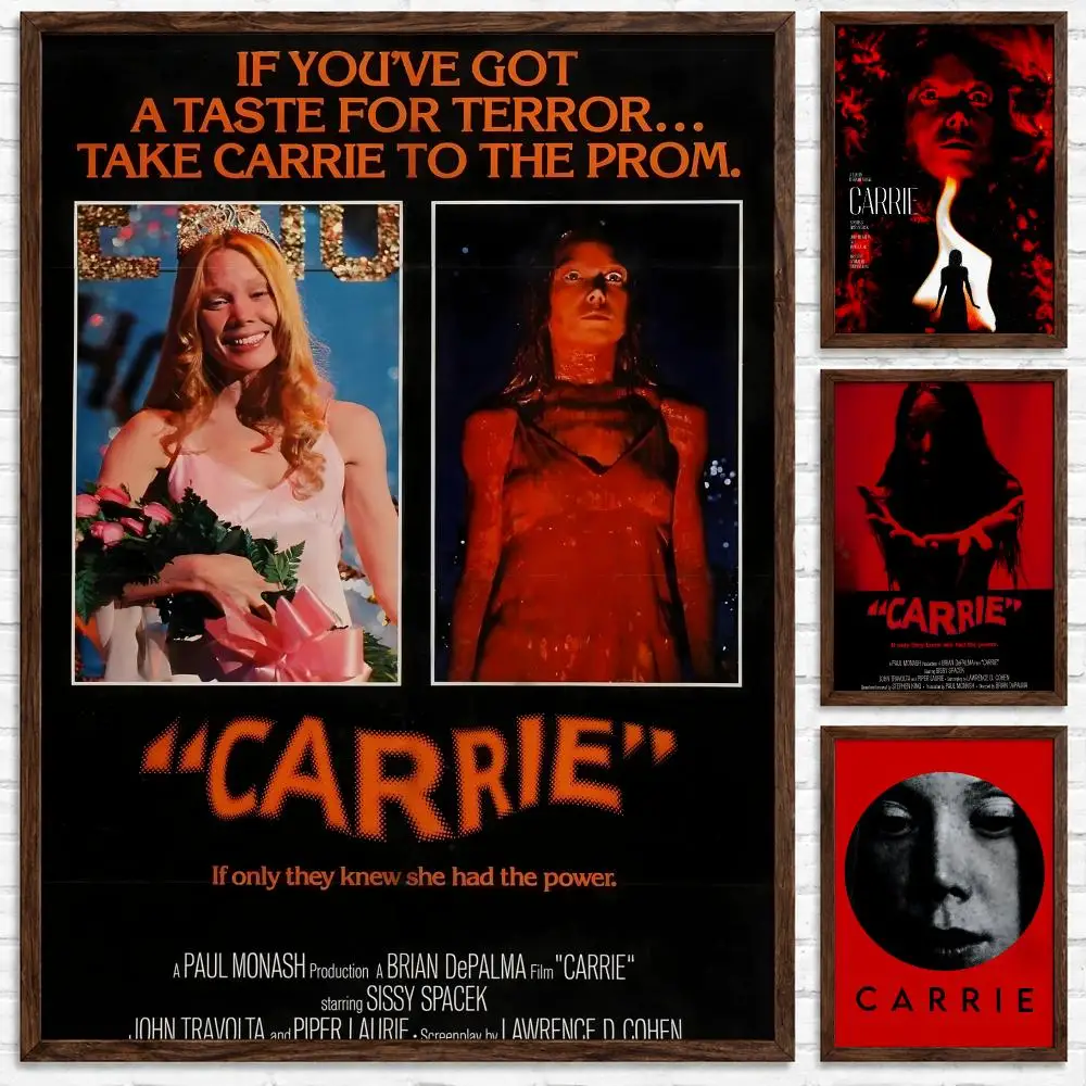 Classic Supernatural Horror Movie Carrie Poster Self‑Adhesive Waterproof Poster Sticker Coffee House Bar Wall Art Home Decor