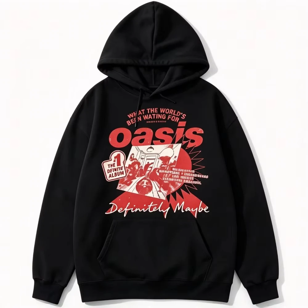 2026New Oasis Definitely Maybe Rock Band Album Poster Graphic Print Retro Streetwear Sweatshirt  Tops Hoodie Crewneck Sweatshirt