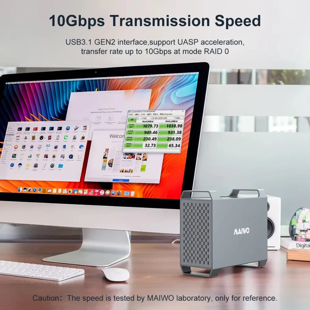 MAIWO 10Gbps Dual Bay 3.5 Inch RAID Enclosure for SATA 3.5