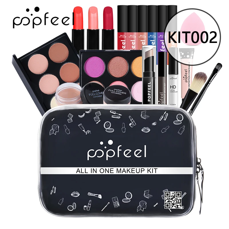 Alles in einem Make-up-Kit (Lidschatten, Ligloss, Lippenstift, Pinsel, Augenbrauen, Concealer)Beauty-Kosmetik tasche