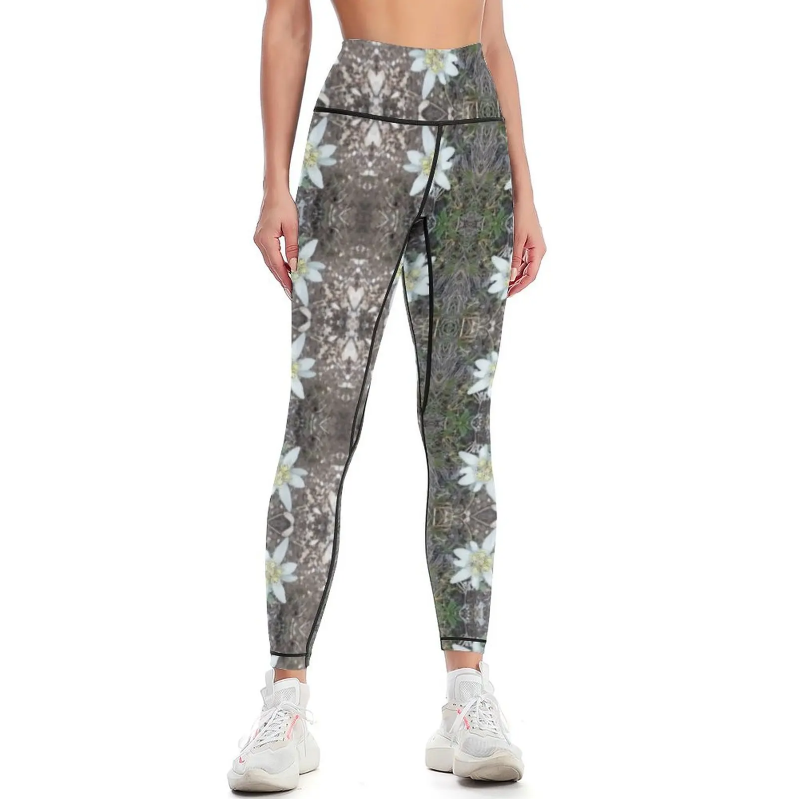 Edelweiss - Flower Leggings for girls flared Women's gym Womens Leggings