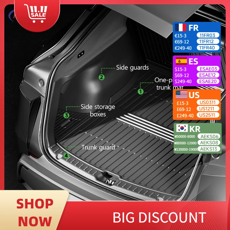 Estera de maletero integrada de TPE para Tesla Model Y Juniper 2025, alfombras de suelo de doble capa para coche, revestimiento de protección de carga resistente al desgaste