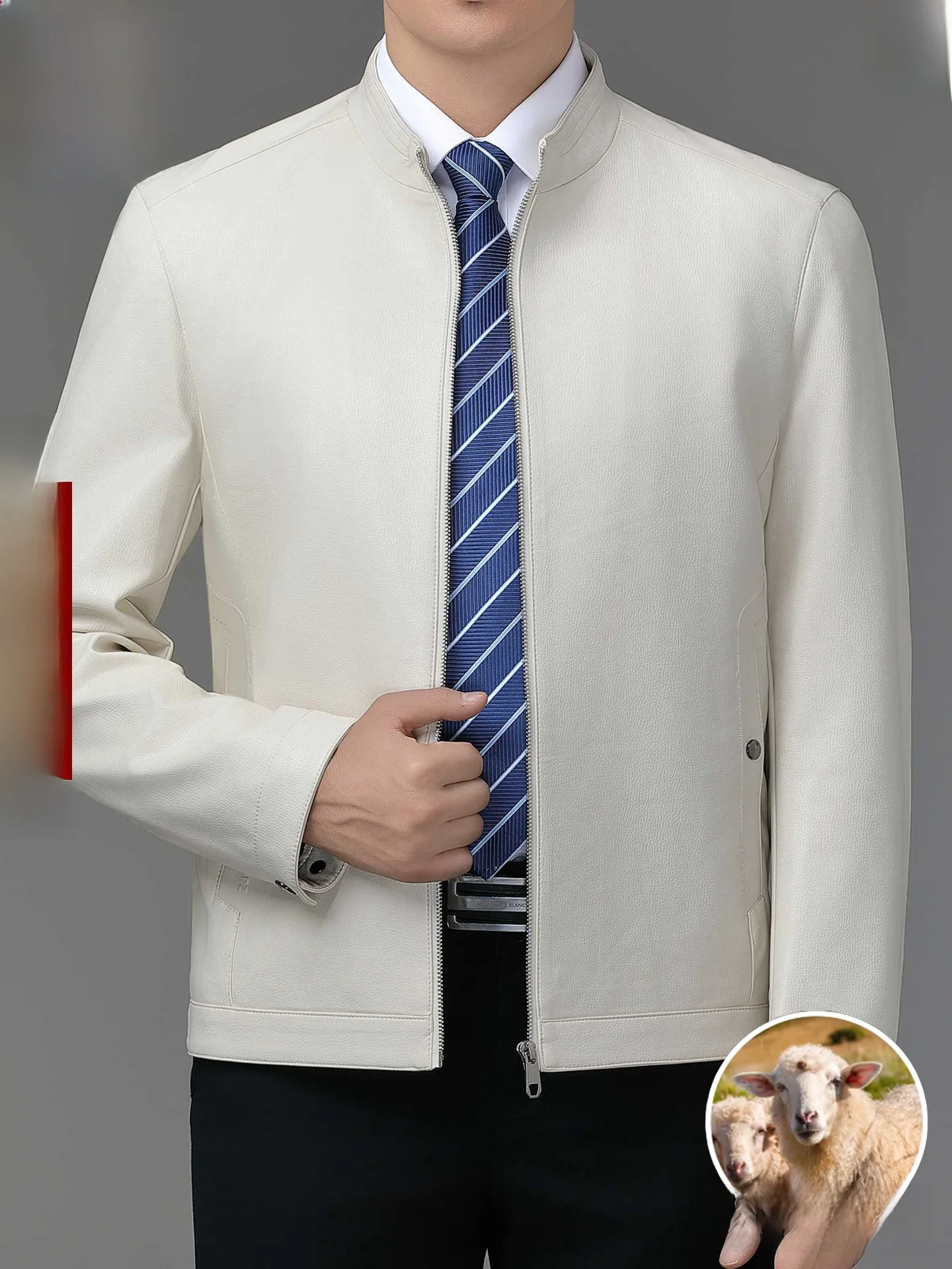 

Мужская куртка из натуральной кожи Haining, осенне-зимняя, новая модель, для мужчин среднего возраста, с флисовой подкладкой, из мягкой овечьей кожи.