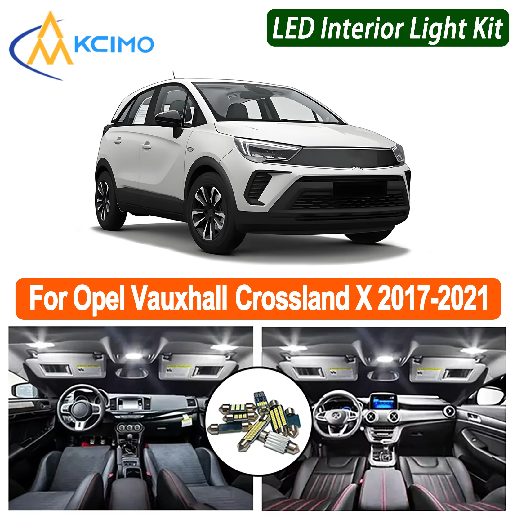 

True OEM Fit LED Interior Kit for Opel Vauxhall Crossland X 2017-2021 Dome/Map/Trunk Light Upgrade Car LED Lamps
