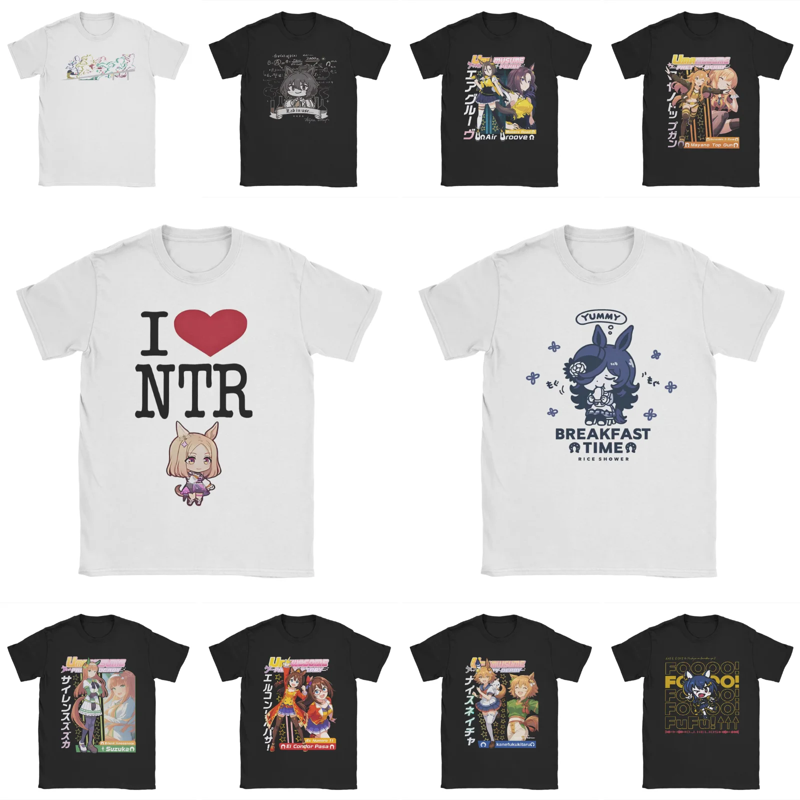 Camisetas de Anime I love NTR Umamsusme, camiseta impresionante de algodón puro para hombre, camisetas de cuello redondo, ropa de manga corta de talla grande