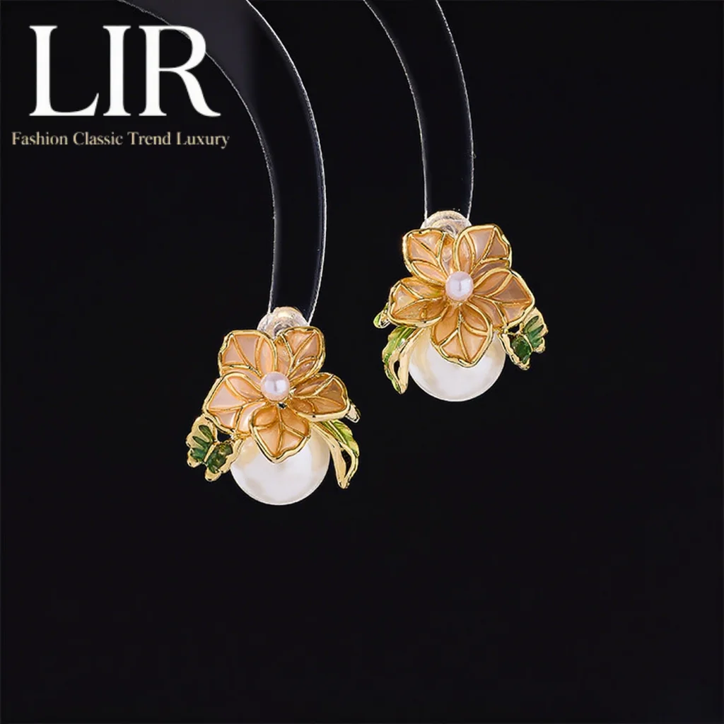 

Серьги LIR Sweet Fresh с капающим маслом цветка: инкрустированные натуральным жемчугом, минималистичный, офисный шик, милые женские украшения