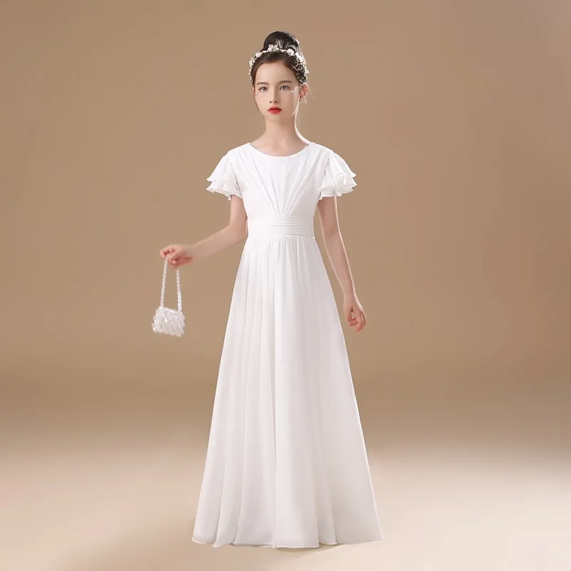 YZYmanualroom Real Pictures Chiffon Flower Girl Dress For Wedding Party First Communion 2023 Little Bride Gown Junior Bridesmaid