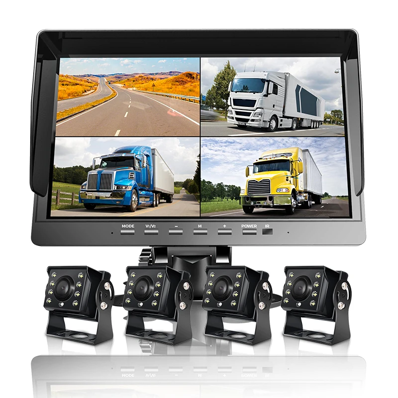 【Hot Selling】4 CH AHD Wireless   Backup Cam 10.1 Inch 1080P Car Rear View    Back up   System DVR Recorder for T