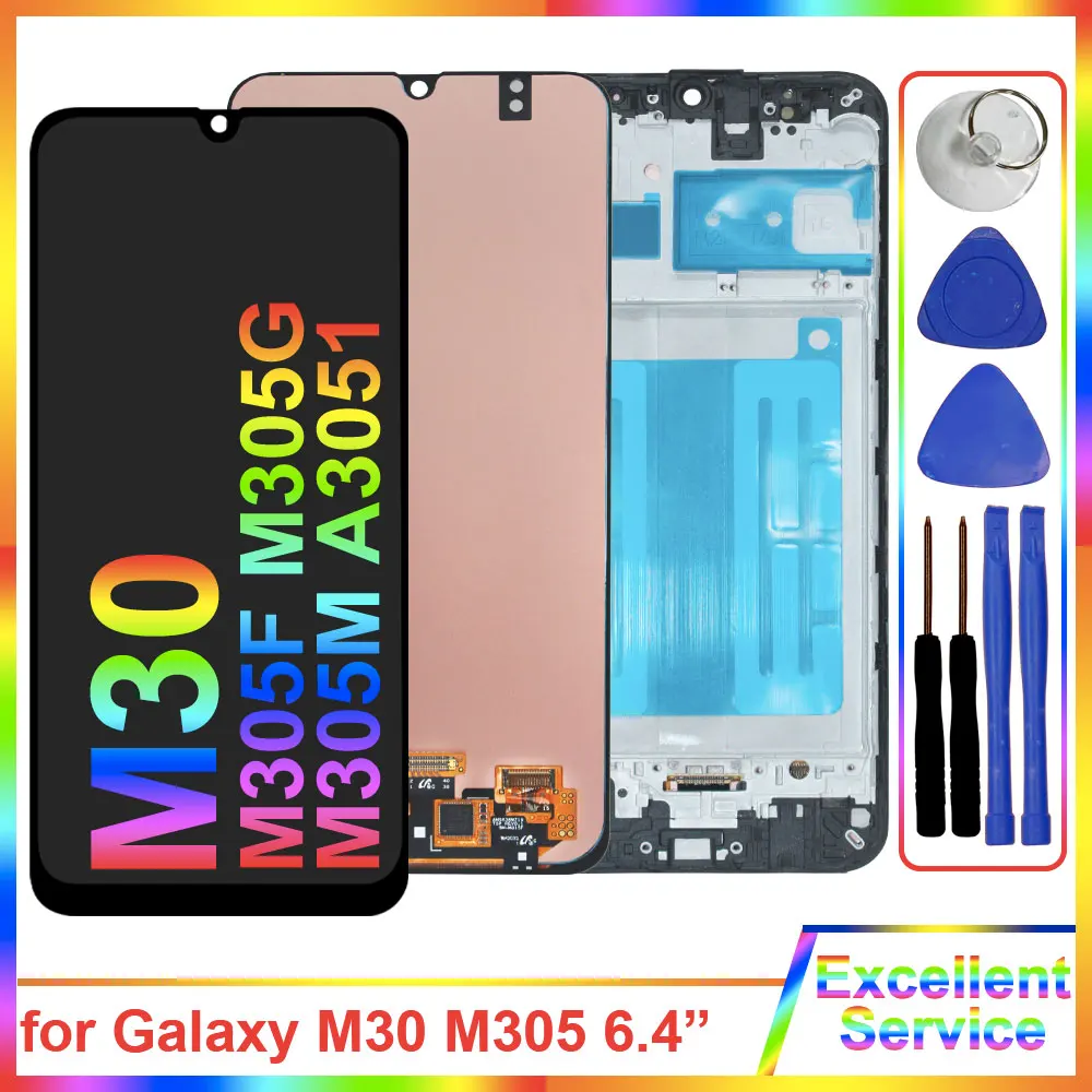 

AMOLED LCD for Samsung M30 2019 M305F LCD Display Touch Screen Assembly for Samsung M30 M305F LCD Replacment With Frame