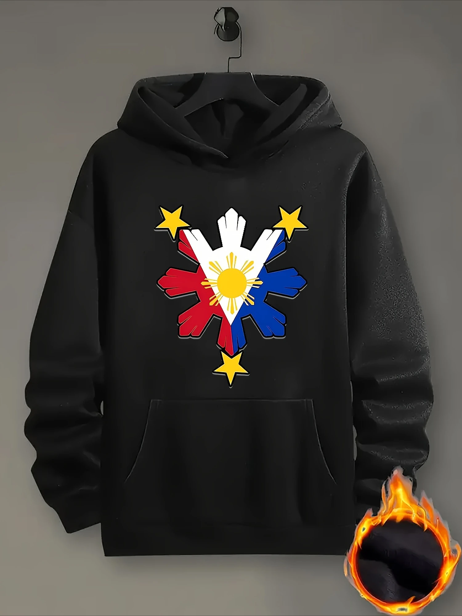 

Мужская толстовка с флагом Philippine Y2K — черно-красная, всесезонная, уличная одежда в подарок