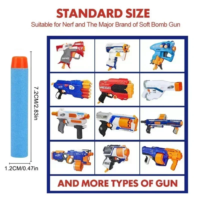 Himmelblaue, solide Rundkopfkugeln, 7,2 cm, für Nerfs N-Strike Elite Series Blasters, Schaumstoff-EVA-Nachfüllpfeile, Kinderspielzeugpistolen-Zubehör