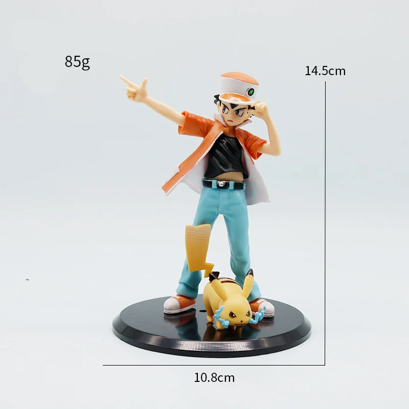 New 14cm Pokemon Anime Figure Ash Katchum Pikachu Keda Duck PVC Statue Collection Desk Decoration Model Toys Kids Birthday Gifts