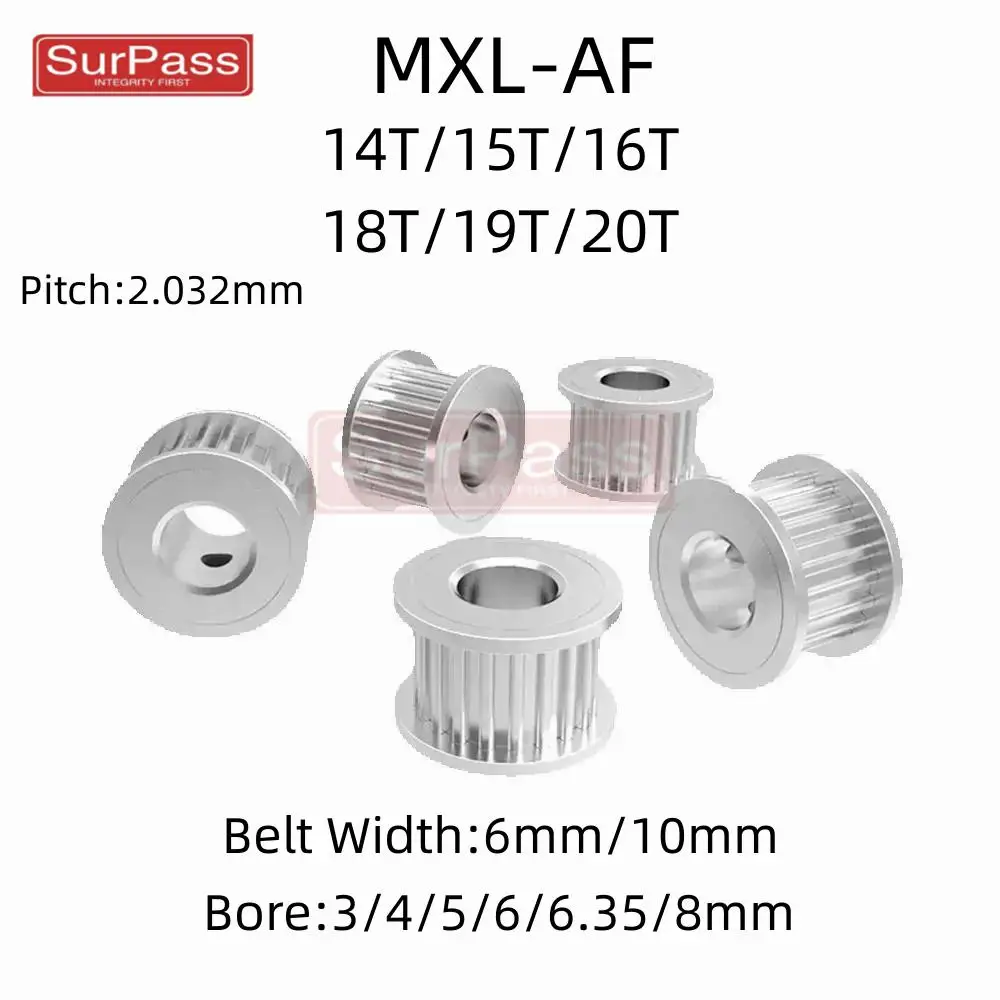 

AF Type 14T/15T/16T/18T/19T/20Teeth MXL Timing Pulley Bore 3/4/5/6/6.35/8mm for 6/10mm Width Belt Used In Linear Pulley